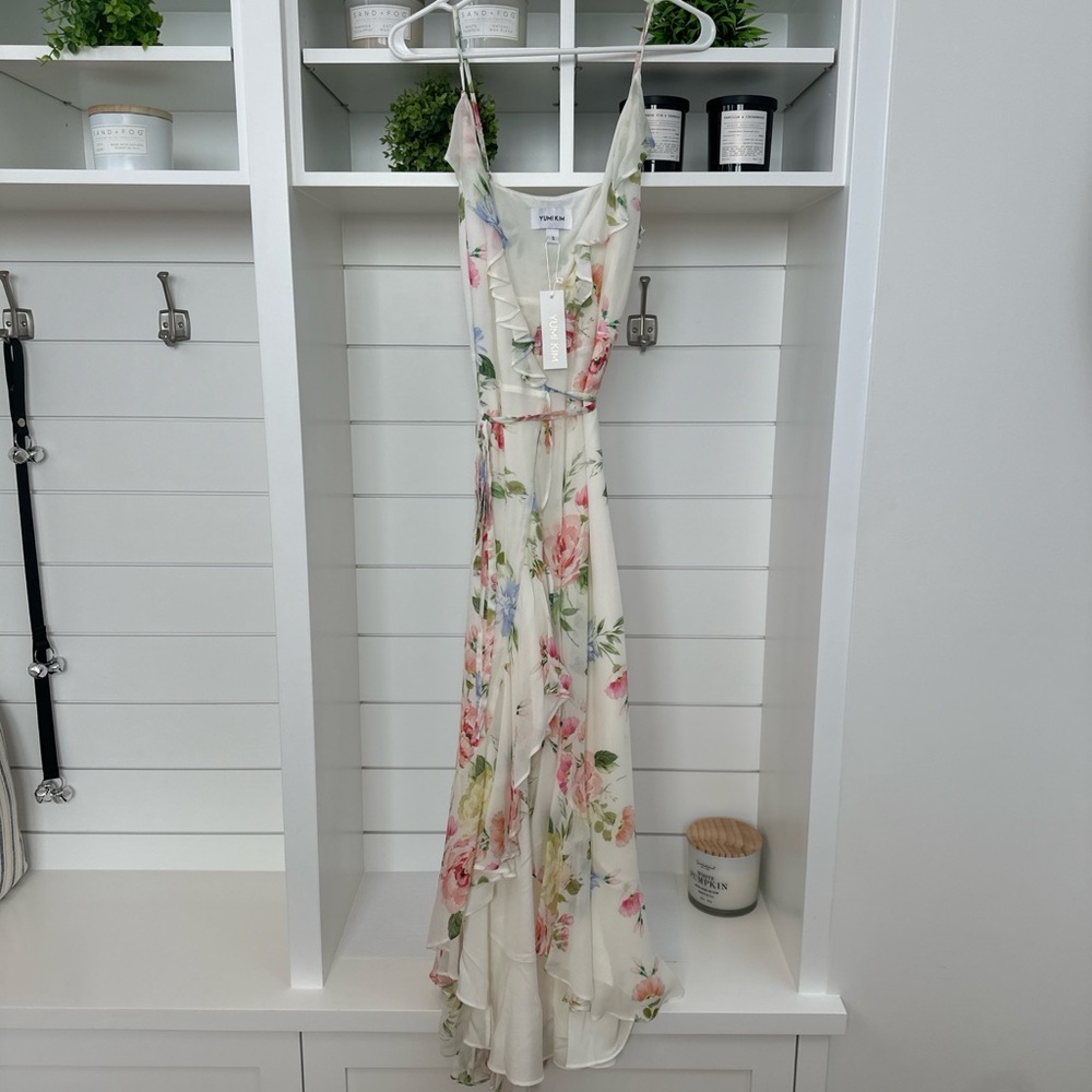 Yumi Kim Meadow Maxi, Ivory and Pink Floral High Low Dress - Picture 3 of 6